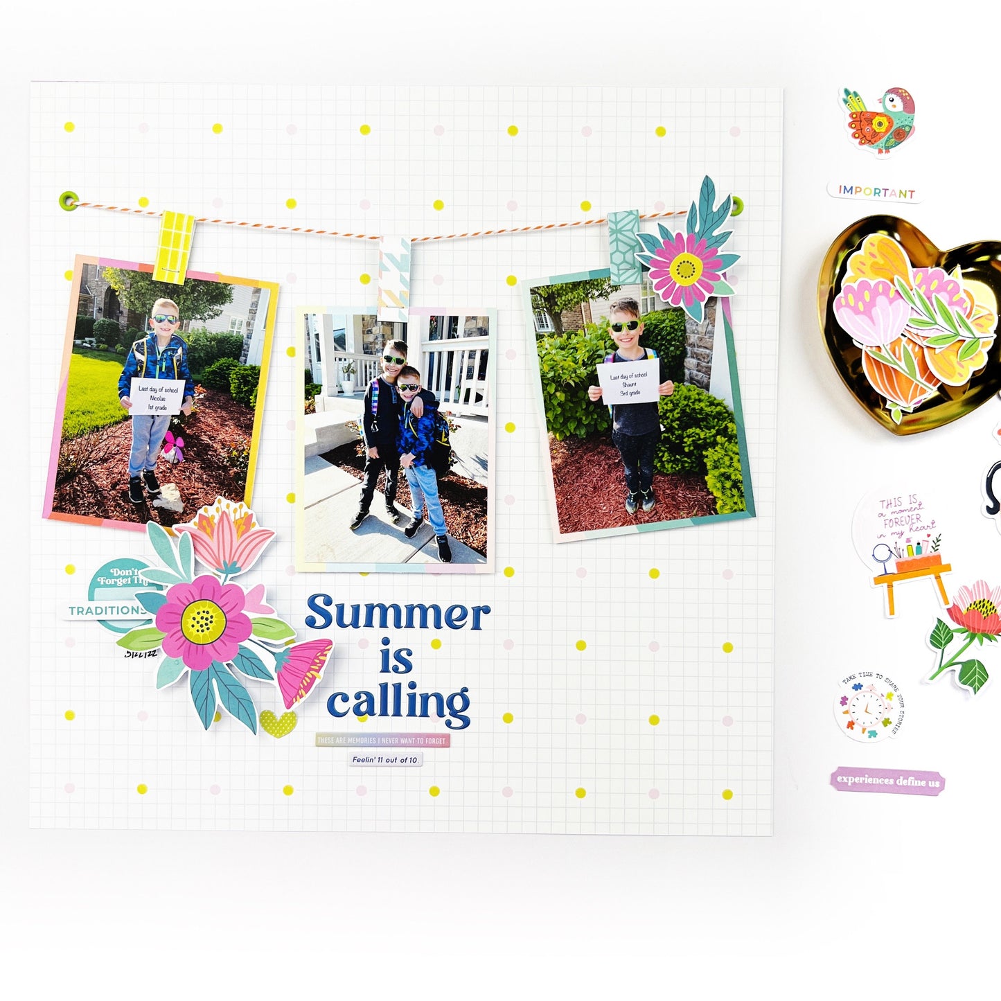 Rainbow Summer Scrapbook Four Layout Class & Kit